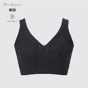 Uniqlo Mama Kurogouchi Charcoal Grey Ribbed Knit Crop Top medium new wool blend